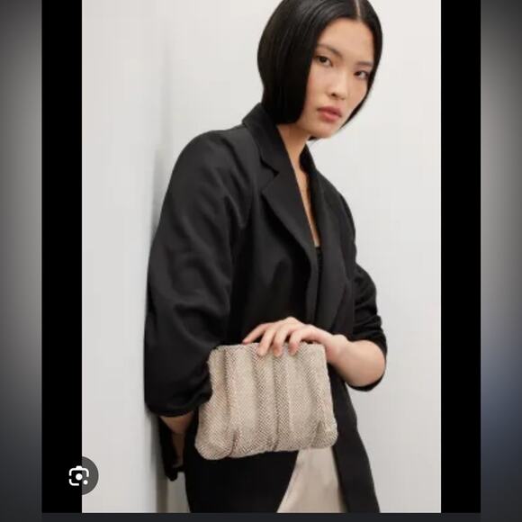 Loeffler Randall Handbags - Loeffler Randall Ember Black Diamante Gathered Clutch Damaged
